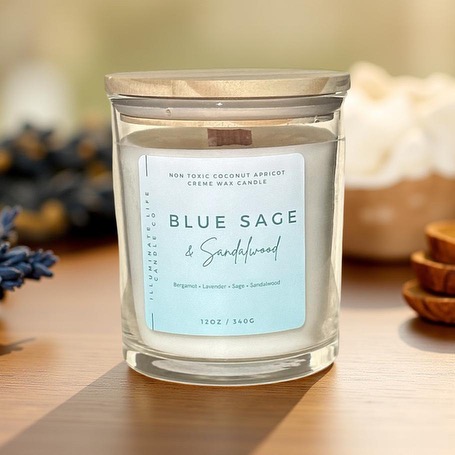 Blue Sage & Sandalwood candle, full jar